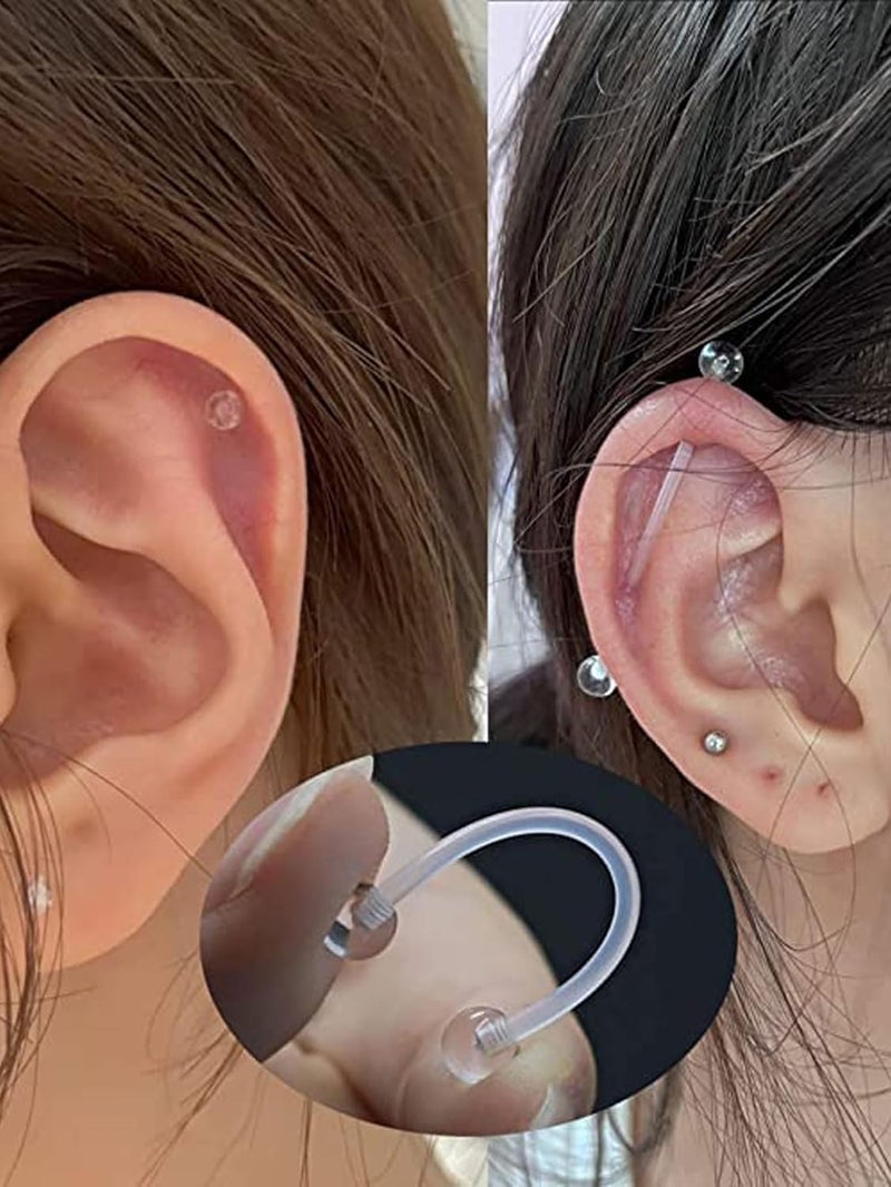 AVYRING Clear Piercing Jewelry Plastic Nose Rings for Surgery Septum Retainer Nose Studs lip Tongue Ear Clear Nose Rings for Work Nipple Rings Horseshoe Cartilage Rook Daith Earrings Plastic Industrial Piercing Retainers - Image 4